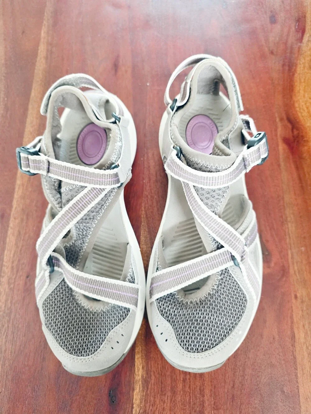 Teva Tirra Hiking Sandals Gray Purple Shock Pad Trail Walking Womens Size 7